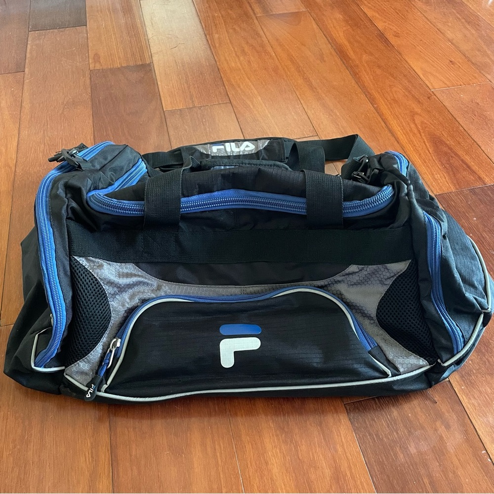 Fila black blue grey duffel bag